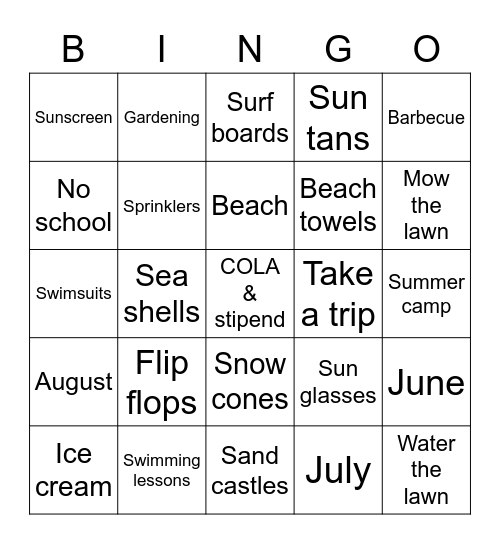 MRSEA Summer Bingo Card