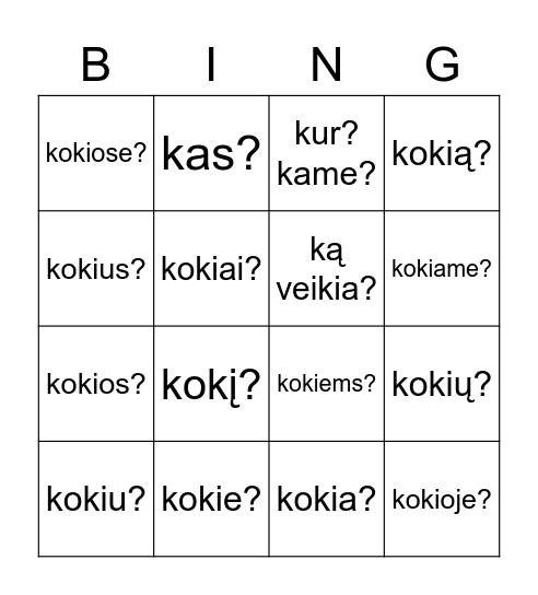 Surask klausimus Bingo Card