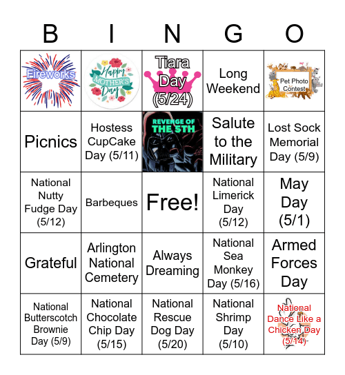 MAYDAY Bingo Card