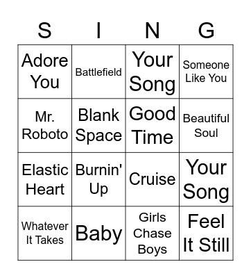 SINGO Bingo Card