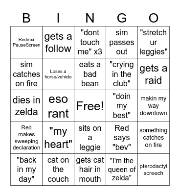 RedMxrcy Bingo bb Bingo Card