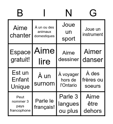 Bingo Introductoire Bingo Card