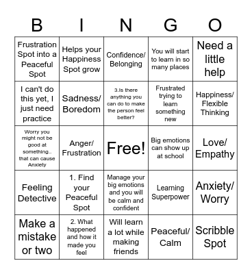 Spot of Learning Bingo Card