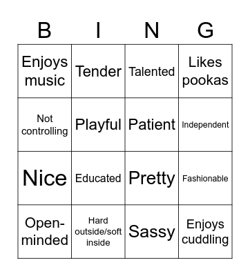 Poppy’s Bingo Card