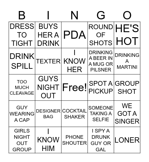 HAPPY HOUR BINGO #HHC Bingo Card