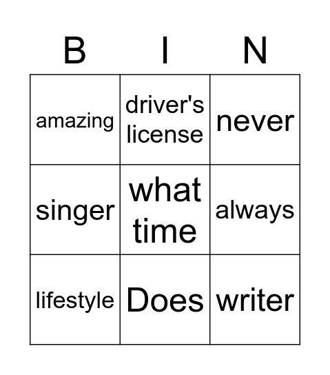 Untitled Bingo Card