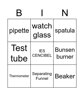 LAB EQUIPMENT BINGO Card