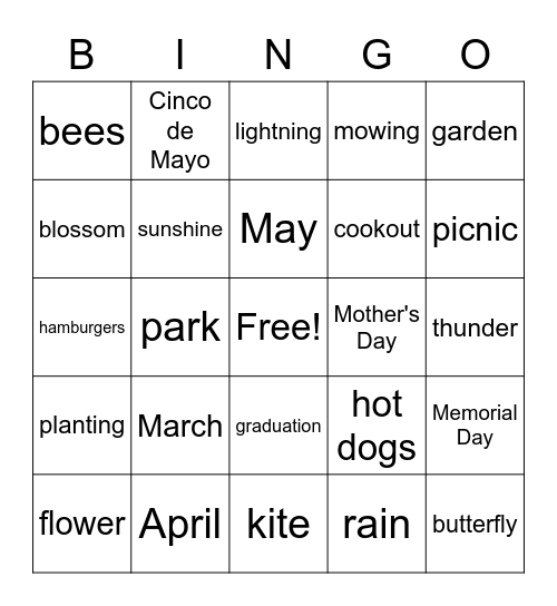 Spring Bingo Card