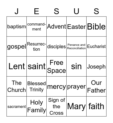 2ND GRADE BIBLICAL BINGO Card