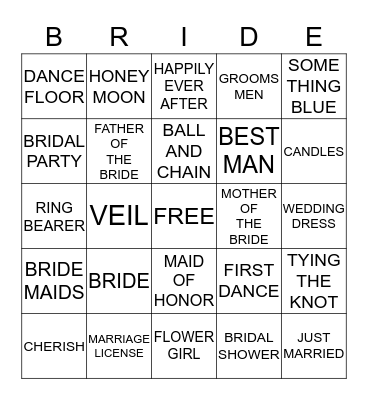 KEISHA'S BRIDAL BINGO Card