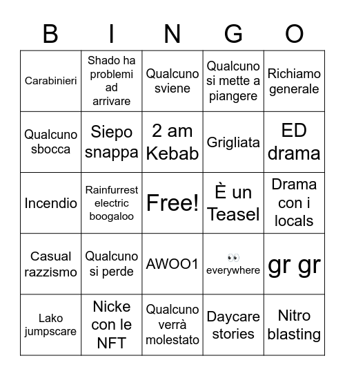 Furizon 2023 Bingo Card