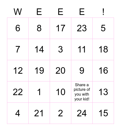 Weee! Mother's Day Bingo Card