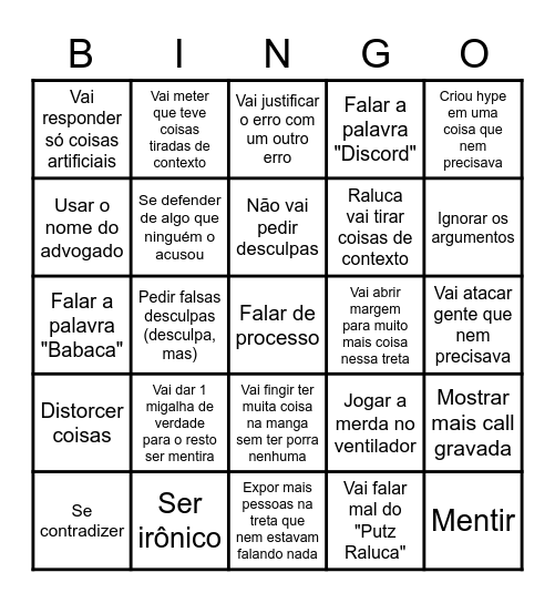 Raluca Bingo Card