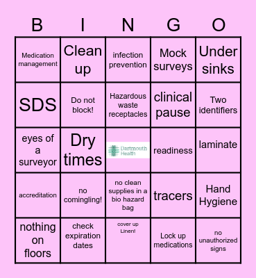 DH Bingo Joint Commission Mission 5/23 Bingo Card