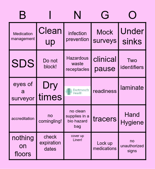 DH Bingo Joint Commission Mission 5/23 Bingo Card