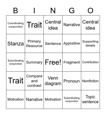 2023 ELA Bingo Card