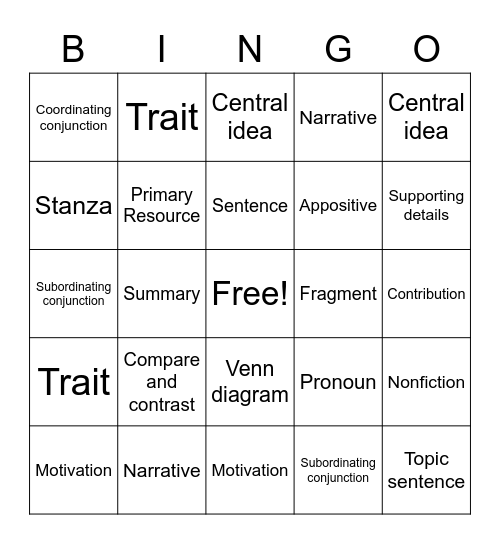 2023 ELA Bingo Card