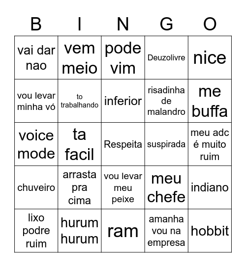 Caffon's Bingo Card