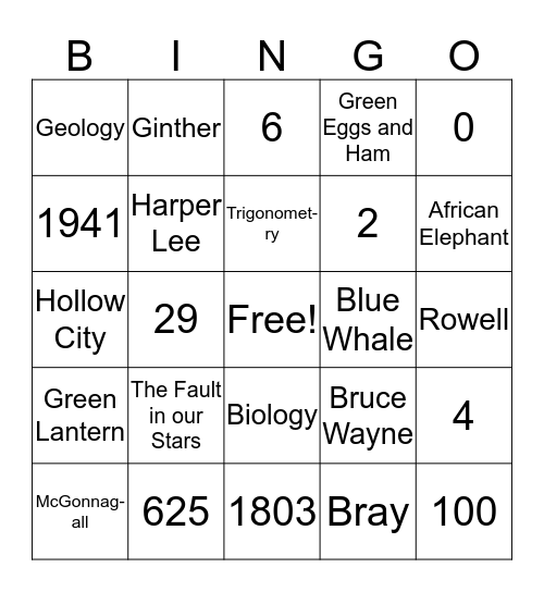 BINGO CHALLENGE Bingo Card