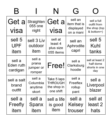 055 Sales Bingo Card