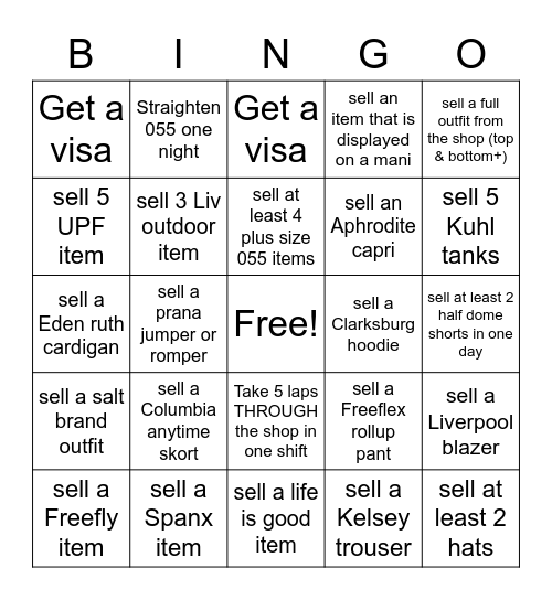055 Sales Bingo Card