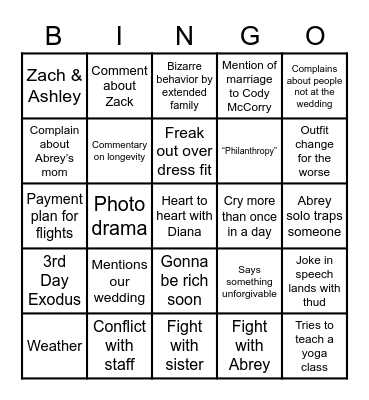 Italian Bingo Card