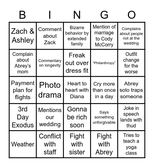 Italian Bingo Card