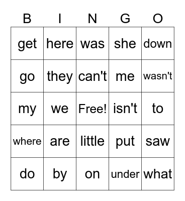 SIPPS SIGHT WORDS #30 Bingo Card