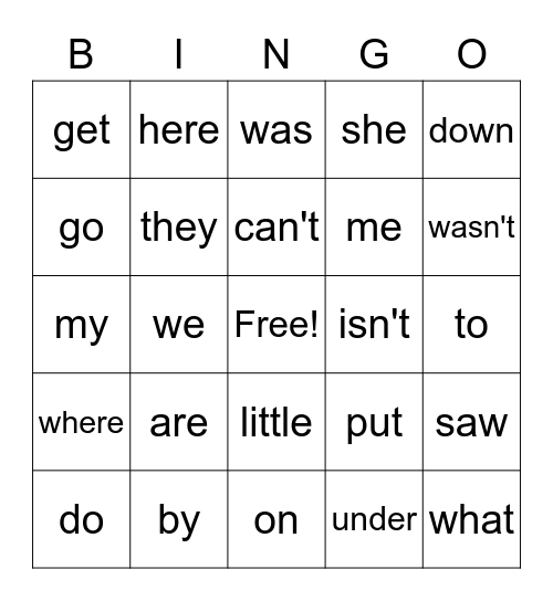 SIPPS SIGHT WORDS #30 Bingo Card