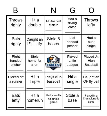 Eagles Baseball Blackout Bingo Card