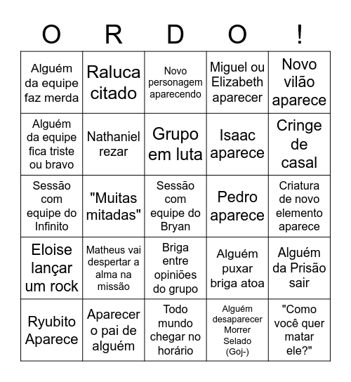 Sessão Bingo Card