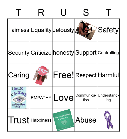 HEALTHY/UNHEALTHY RELATIONSHIPS Bingo Card