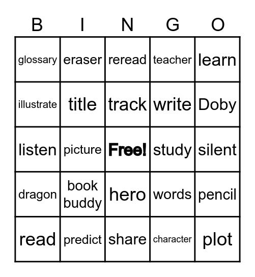 BINGO for Reading Buddies Bingo Card