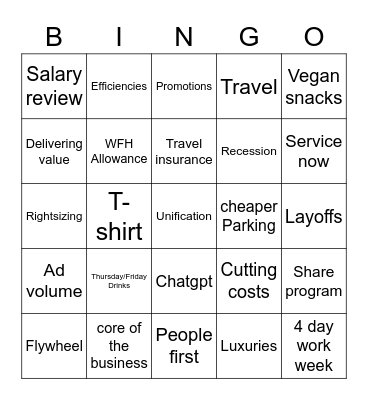 Town Hall Bingo Card