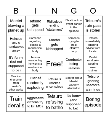 Galaxy Express 999 watching Bingo Card