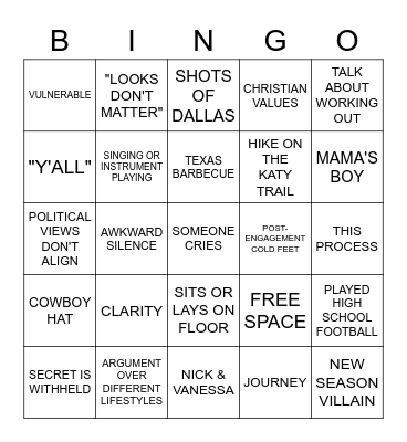 LOVE IS BLIND BINGO Card