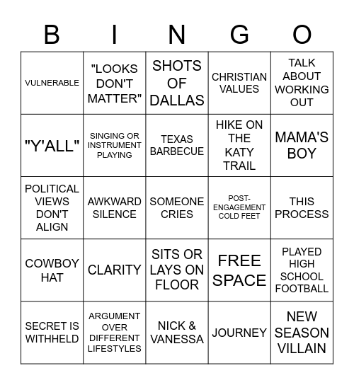 LOVE IS BLIND BINGO Card