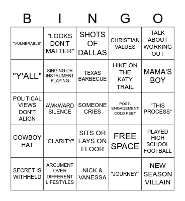 LOVE IS BLIND BINGO Card