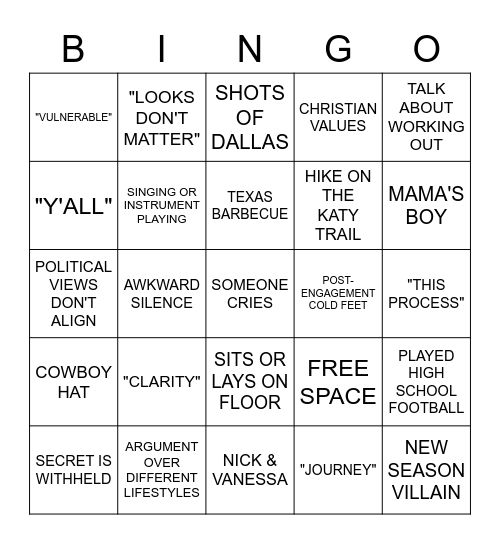 LOVE IS BLIND BINGO Card