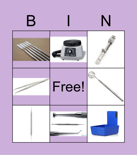 Dental Instrument Bingo Card