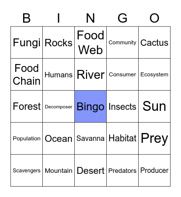 Ecosystem Bingo Card