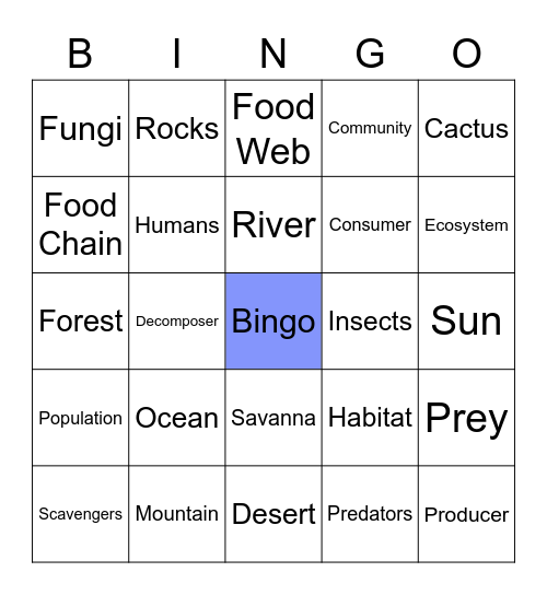 Ecosystem Bingo Card