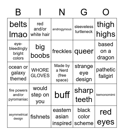 RPG Callout Bingo Card