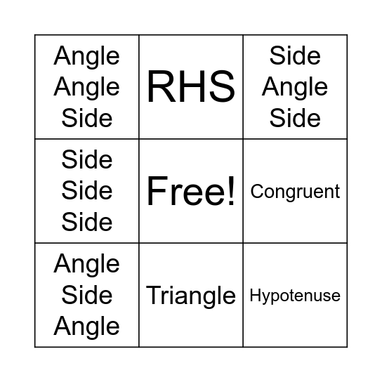 Congruence Theorem Bingo Card