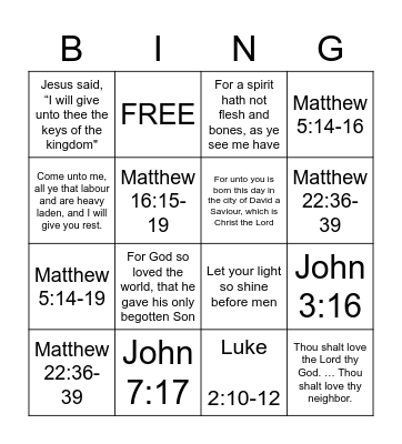 Doctrinal Mastery Bingo Card