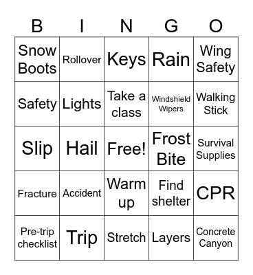 Safety Bingo Card