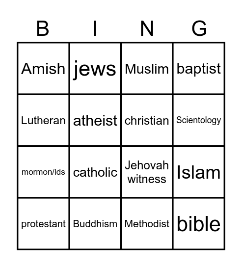 Religion signs Bingo Card