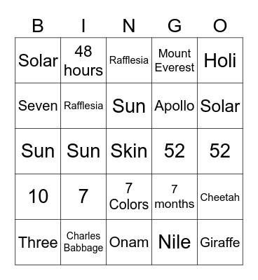 Prithvi Birthday Bingo Card