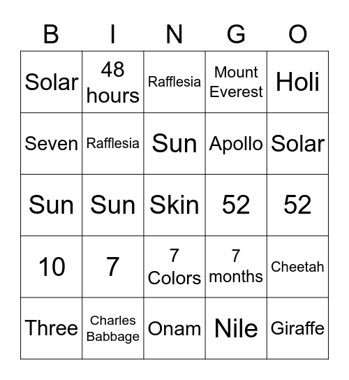 Prithvi Birthday Bingo Card