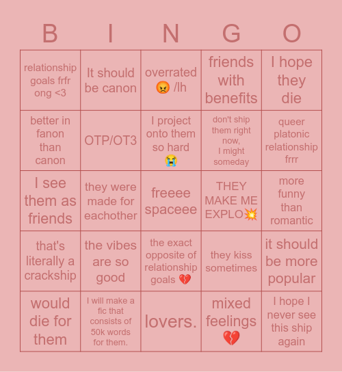 ship Bingo Card